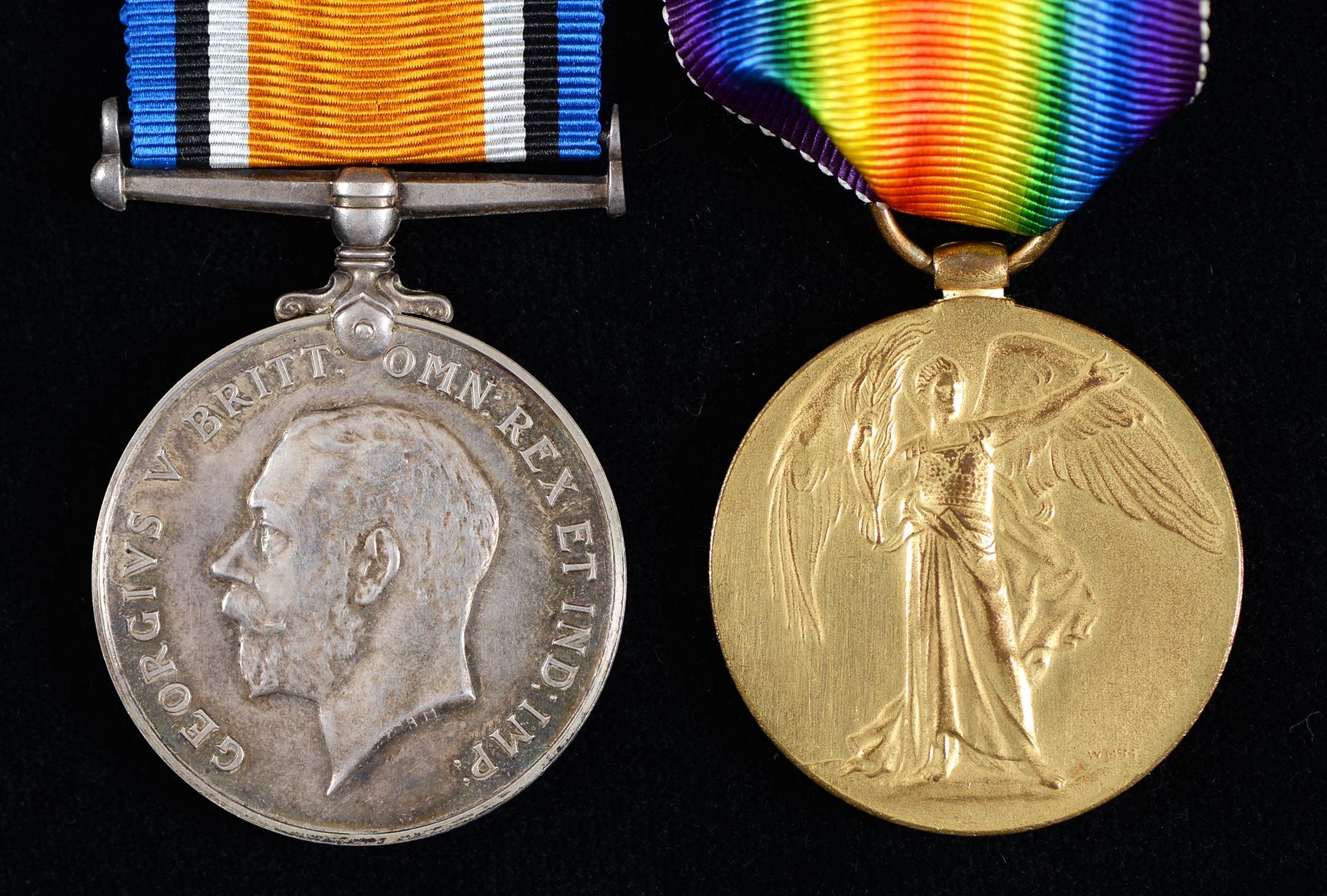 WWI pair, British War Medal and Victory Medal G-98171 Pte F Rossel Midd'x R Condition