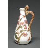 A Royal Worcester dragon handled ewer, 1884, decorated with naturalistic flowers and butterflies