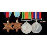 WWII group of four, 1939-1945 Star, Air Crew Europe Star, Defence Medal, War Medal, Caterpillar Club