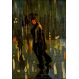 British School - Figure with Umbrella, oil on board, 40 x 27.5cm ConditionGood condition