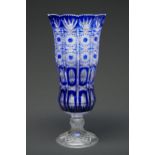 A German blue cased and cut glass vase, second half 20th c, 54cm h Condition Good condition
