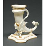 A Royal Worcester snake and bird rhyton, c1870, 19cm h, impressed mark and PODR lozenge mark for