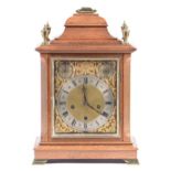 A German brass mounted oak bracket clock, c1910, in 18th c English style, with subsidiary regulation