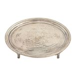 A George III oval silver teapot stand, crested, 14.5cm l, by George Smith and Thomas Hayter, London