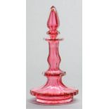 A Victorian cranberry glass scent bottle and stopper, 25cm h ConditionGood condition