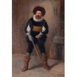 Alix Duval (b.1848) - A Cavalier, signed, oil on panel, 17 x 11.6cm ConditionReady to hang gallery