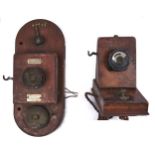 A walnut CB wall telephone, The National Telephone Co Ltd, London, lacks earpiece and