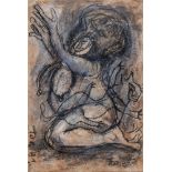 South American School, 20th c - Kneeling Figure; Figure Study, recto and verso, signed Toribio,