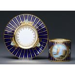A Lynton coffee can and saucer, 20th / 21st c, the coffee can painted by S D Nowacki, signed with