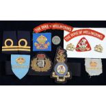 Miscellaneous British army and naval cloth insignia and Duke of Wellington's Regiment cap and