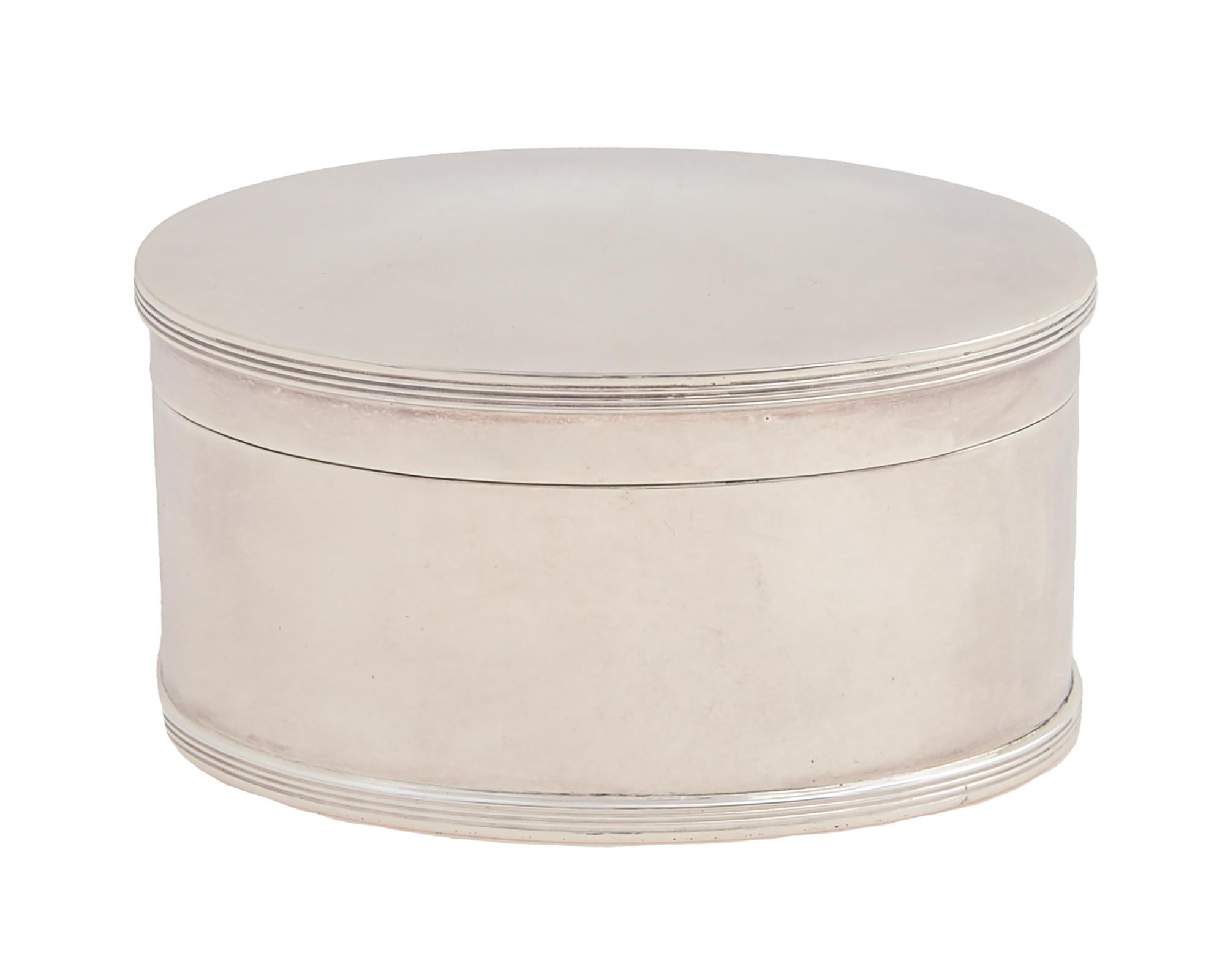 A George V oval silver tea caddy, with reeded borders, 10cm l, by Stokes & Ireland Ltd, Chester