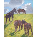 Winifred Wilson (1882-1973) - Four Horses, oil on panel, 28 x 22cm ConditionGood condition