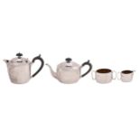 A Victorian silver plain oval four piece bachelor's tea service, lidded jug 14.5cm h, by