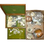 Miscellaneous Victorian and later plated ware and an oak cutlery case with miscellaneous flatware