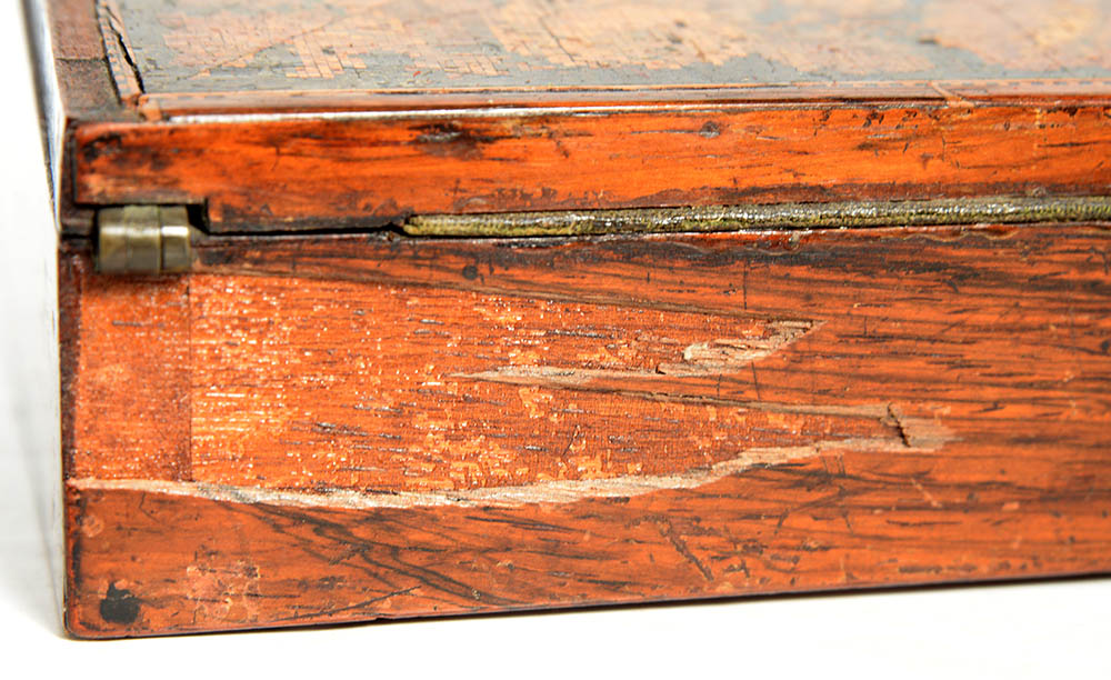 A Victorian Tunbridge ware slope front writing box, decorated with a view of Eridge Castle in - Image 3 of 14