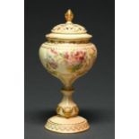 A Royal Worcester pot pourri vase and cover, 1906, the lobed bowl printed and painted with
