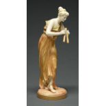 A Royal Worcester shot enamels figure of Music, 1897, 33cm h, impressed and printed marks and
