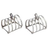 A pair of George VI five hoop silver toast racks, 80mm l, by Mappin & Webb Ltd, Sheffield 1945,