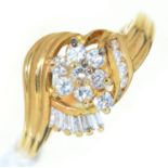 A diamond cluster ring, in 18ct gold, import marked, Birmingham 1991, 3.2g, size M½ ConditionGood