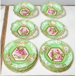 A Spode dessert service, c1820, painted to the centre with full blown cabbage roses in gilt '