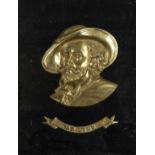 A Victorian cast brass bas relief portrait of the head of Sir Anthony van Dyck, with title label '
