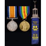 WWI pair, British War Medal and Victory Medal 270382 Spr A W Comben RE, card box and a Swedish