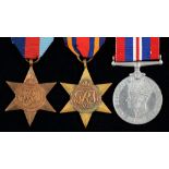 1939-1945 Star, Burma Star and War Medal, card box addressed H J Williamson Cricklewood London,