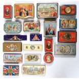 Coronations and Royal Jubilees. Twenty tins, Victoria - Elizabeth II,Â Â Â lithographed in colour,