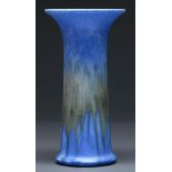A Ruskin 'Art Craft' matt and crystalline glazed vase, 1921, of flared cylindrical shape, 24cm h,