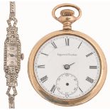 An art deco marcasite cocktail watch and a gold plated keyless lever watch (2) ConditionCondition