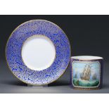 A Lynton coffee can and saucer, 20th / 21st c, the coffee can painted by S D Nowacki, signed, with