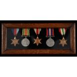 1939-1945 Star, Africa Star, Italy Star, Defence Medal and War Medal, oak frame Condition