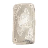 An Edwardian silver cigar case, engine turned and foliate engraved, 13cm l, by Joseph Gloster Ltd,