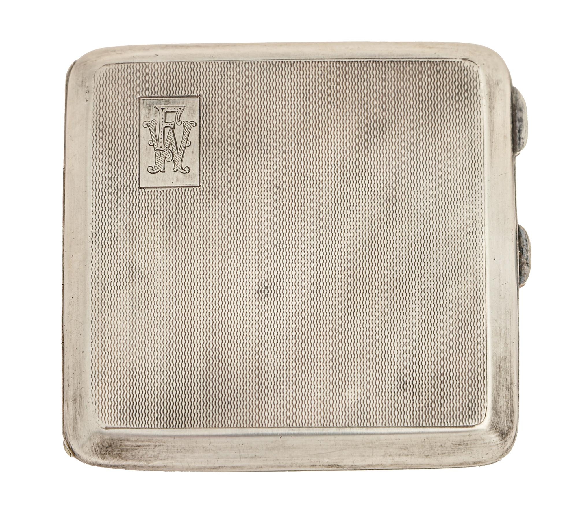 A George VI silver cigarette case, engine turned, 80mm, by Mayes, Mills & Co, Birmingham 1938,