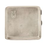 A George VI silver cigarette case, engine turned, 80mm, by Mayes, Mills & Co, Birmingham 1938,