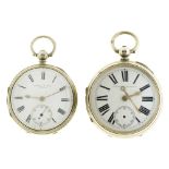 A silver lever watch, 53mm diam, London 1891 and another, Birmingham 1884 (2) Condition Kendal and