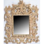 An Italian baroque style carved and painted wood mirror, bevelled plate, 97cm h ConditionGood