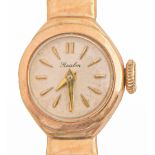 A Realm 9ct gold lady's wristwatch, 15mm, on 9ct gold bracelet, Birmingham 1952, 14.6g