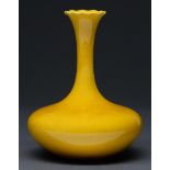 A Burmantofts vase, c1890, in vivid yellow monochrome glaze, 15.5cm h, impressed marks ConditionGood