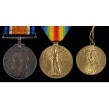 WWI pair, British War Medal and Victory Medal 78856 Pte C H Evans Durh L I and a giltmetal