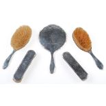 A George V five piece brush set, Birmingham, marks rubbed ConditionWorn/dented