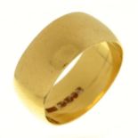 An 18ct gold wedding band, London, date letter obscured, 8.2g, size O ConditionSlight wear