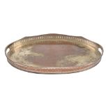 An EPNS oval gallery tray, 62cm l ConditionPlating worn