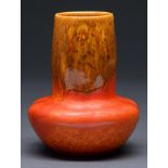 A Pilkingtons Royal Lancastrian vase, c1930, in the Orange Vermillion and crystalline glazes, 16cm