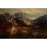 English School, 1911 - Mountainous Landscape at Dawn; Eventide, a pair, both signed indistinctly and