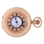 A 9ct gold half hunting cased keyless lever watch, Goldsmiths & Silversmiths Co Ltd 112 Regent
