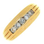 A diamond ring, channel set in 9ct gold, laser marked and also marked 0.50, 4g ConditionGood