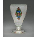 A Bohemian enamelled glass vase, Haida, early 20th c, the ogee bowl with four diamond shaped
