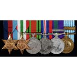 1939-1945 Star, Italy Star, Defence Medal, War Medal, General Service Medal Elizabeth II one clasp