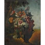 Northern European School, 20th c - A Vase of Flowers, oil on canvas, 70 x 55.5cm ConditionLined in